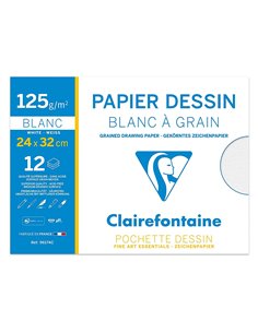 Pochette dessin grain clairefontaine blanc 125gr 24x32cm 12f. 2