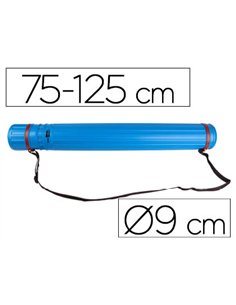 Porte-plans liderpapel plastique bandoulière 75cm extensible 125cm diamètre 9cm coloris bleu.