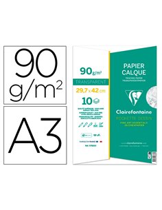 Pochette clairefontaine calque sup rieur a3 10f 90/95g.