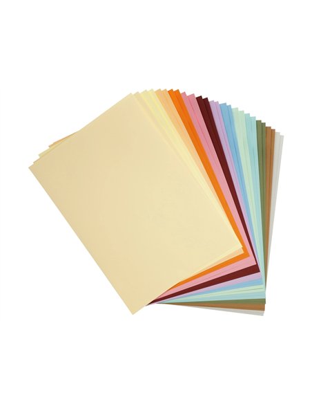 Feuille papier clairefontaine maya 270g 500x700mm coloris assortis pastel paquet 28 unites.