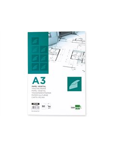 Bloc papier calque liderpapel encollé a3 297x420mm 50 feuilles 90g/m2. 2