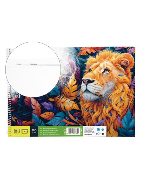 Bloc liderpapel papier dessin artistique spirale avec encadrement 180g/m2 format a3 460x325mm 20f.