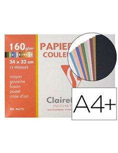 Papier dessin clairefontaine couleur travaux de découpage gouache pastel 160g a4+ coloris pastel pochette 12f.