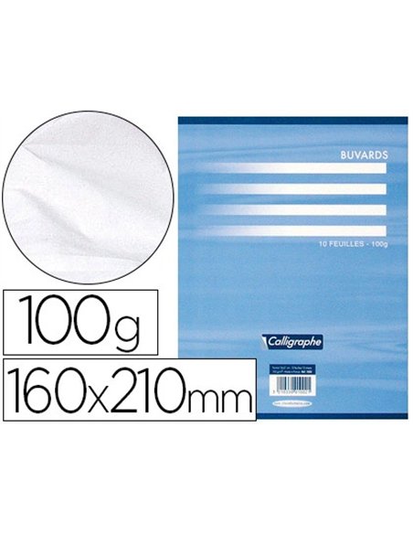 Papier buvard clairefontaine 100g 160x210mm coloris blanc pochette 10f.