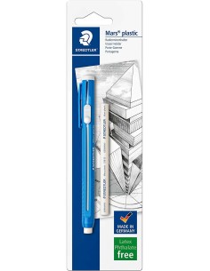 Staedtler Mars Plastic 528 Lot de 50 gommes en forme de crayon + 1 gomme de rechange - Avec curseur pour faire glisser la gomme 