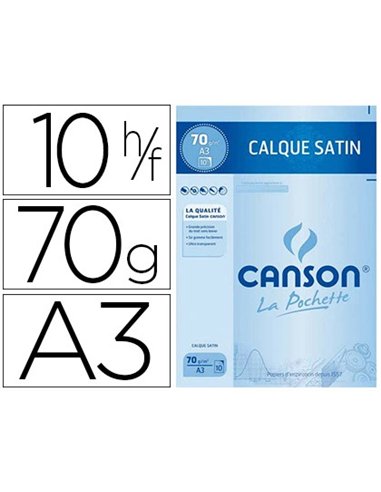 Papier calque canson crayon encre dessin industriel 70/75g a3 420x297mm pochette 10f.