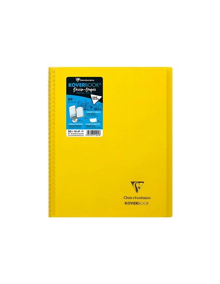 Carnet de dessin koverbook a4 2 rabats pochette couleurs assorties 22,5x29,7 cm blanc 125g 100 pages.