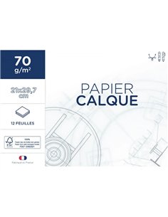 Papier calque clairefontaine 1er prix 21x29,7cm 70g pochette 12 feuilles.