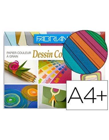 Papier dessin fabriano couleur 160g a4+ coloris vifs pochette 12f.