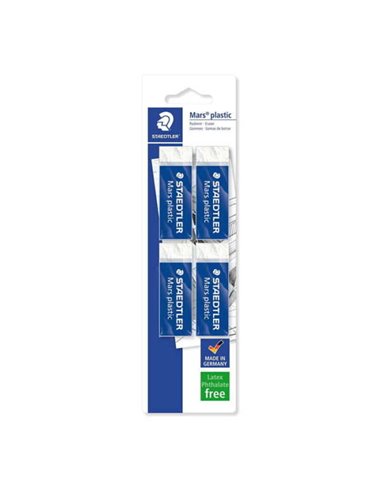 Staedtler Mars Plastic 526 Lot de 50 gommes de 4 gommes – Plastique – Haute précision – Blanc