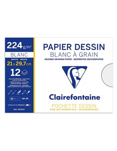 Pochette dessin grain clairefontaine a4 224gr 21x29,7cm 12f. 2