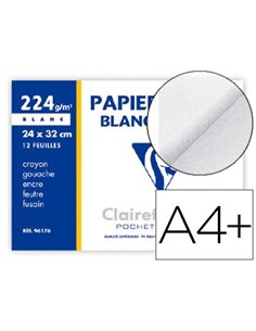 Papier dessin clairefontaine à grain 224g 24x32cm pochette de 12f.