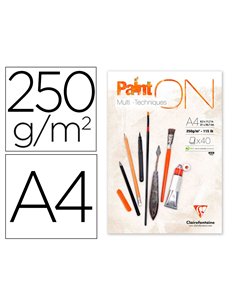 Bloc de dessin encolle clairefontaine paint'on. Papier multi technique 250g extra blanc. Format a4 21 x.