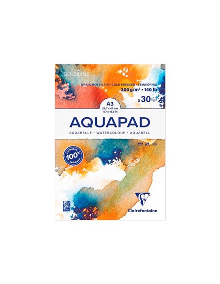 Bloc de papier dessin aquarelle goldline a3 300gr 30f.