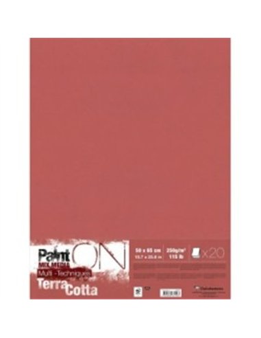 Bloc dessin clairefontaine paint on encolle a6 20 feuilles 250g coloris terracotta.