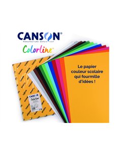 Papier dessin colorline canson 1 face grainee 1 face lisse 50x65 cm 150g coloris assortis 25 feuilles.