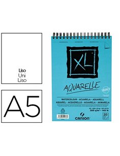 Album canson xl aquarelle a spirale papier grain fin blanc 300g a5 14,8x21cm 20f.