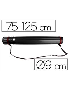 Porte-plans liderpapel plastique bandoulière 75cm extensible 125cm diamètre 9cm coloris noir.