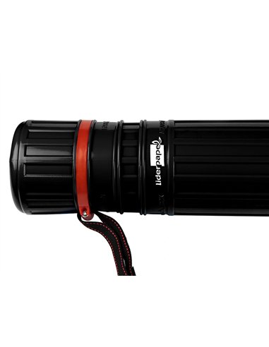 Porte-plans liderpapel plastique bandoulière 75cm extensible 125cm diamètre 9cm coloris noir.