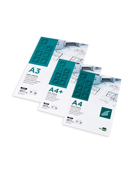 Papier calque liderpapel a4 210x297mm 90g sachet de 12 feuilles.