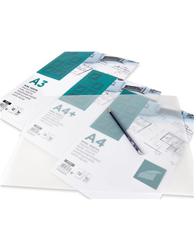 Papier calque liderpapel a4 210x297mm 90g sachet de 12 feuilles.