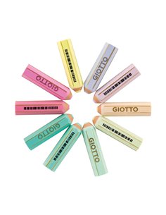 Gomme Giotto Happy Gomma - Forme crayon - Pour effacer le graphite - 10 couleurs pastel