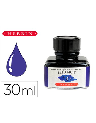 Flacon d'encre j.Herbin bleu nuit 30ml.