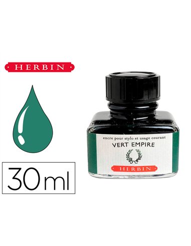 Flacon d'encre j.Herbin vert empire 30ml.