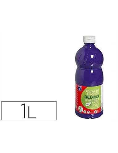 Gouache lefranc bourgeois liquide redimix non toxique fluide couvrante prête à l'emploi violet flacon 1000ml.