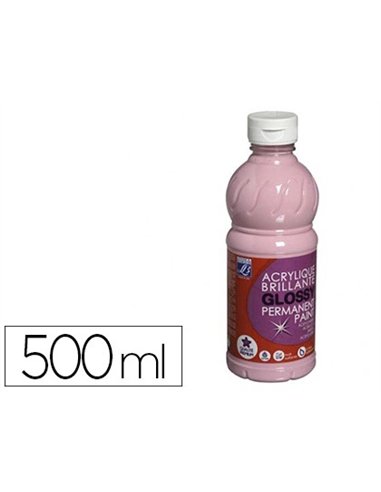 Peinture acrylique lefranc bourgeois glossy fluide brillante indélébile multi-supports rose bonbon flacon 500ml.
