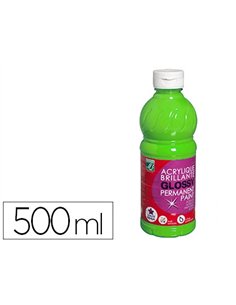 Peinture acrylique lefranc bourgeois glossy fluide brillante indélébile multi-supports vert anis flacon 500ml.