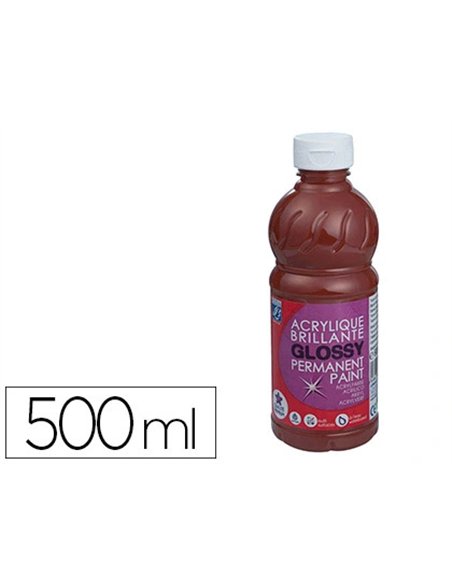 Peinture acrylique lefranc bourgeois glossy fluide brillante indélébile multi-supports chocolat flacon 500ml.