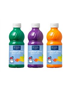 Peinture acrylique lefranc bourgeois glossy fluide brillante indélébile multi-supports assortiment 6 flacons 500ml. 2