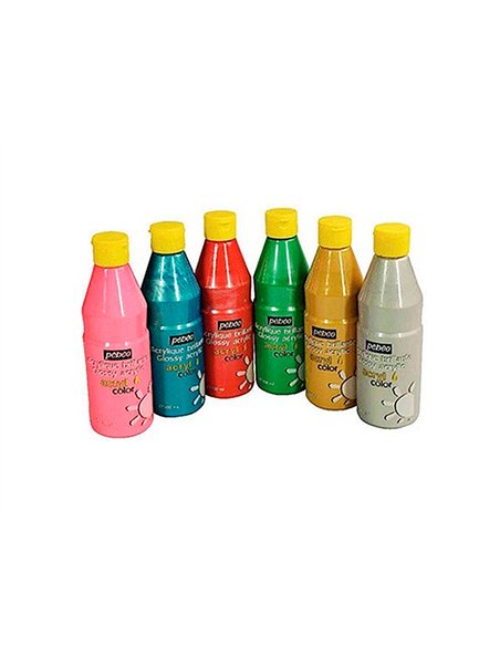 Peinture acrylique lefranc bourgeois glossy fluide brillante indélébile multi-supports finition pailletée flacon 500ml.