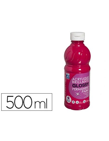 Peinture acrylique lefranc bourgeois glossy fluide brillante indélébile multi-supports rouge primaire flacon 500ml.