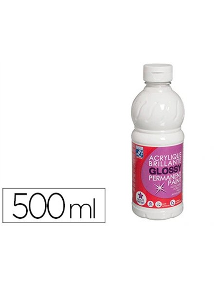 Peinture acrylique lefranc bourgeois glossy fluide brillante indélébile multi-supports blanc flacon 500ml.