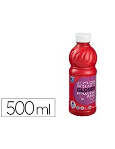 Peinture acrylique lefranc bourgeois glossy fluide brillante indélébile multi-supports rouge vif flacon 500ml.