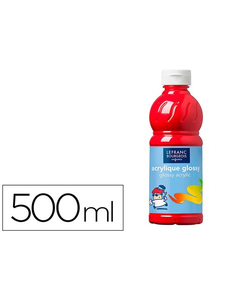 Peinture acrylique lefranc bourgeois glossy fluide brillante indélébile multi-supports orange flacon 500ml.