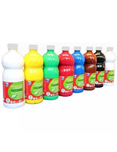 Gouache lefranc bourgeois liquide redimix non toxique fluide couvrante prête à l'emploi assortiment 8 flacons 1000ml.