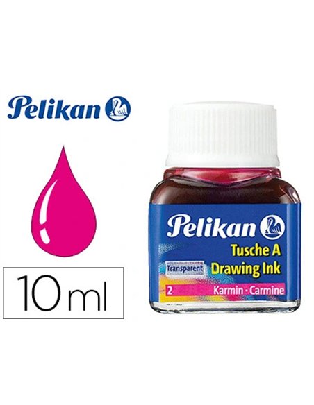 Encre de chine pelikan tire-lignes plumes dessinateur pinceaux couleur carmin flacon 10ml.