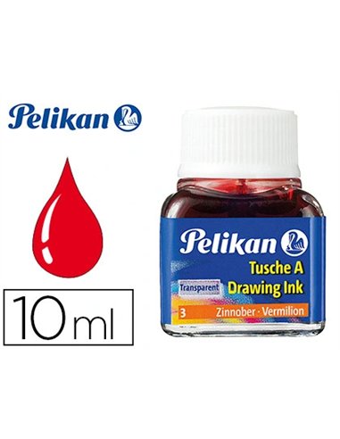 Encre de chine pelikan tire-lignes plumes dessinateur pinceaux couleur vermillon flacon 10ml.