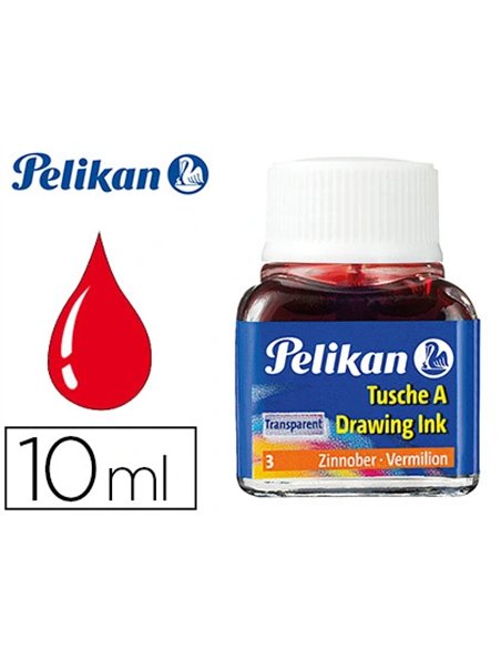 Encre de chine pelikan tire-lignes plumes dessinateur pinceaux couleur vermillon flacon 10ml.