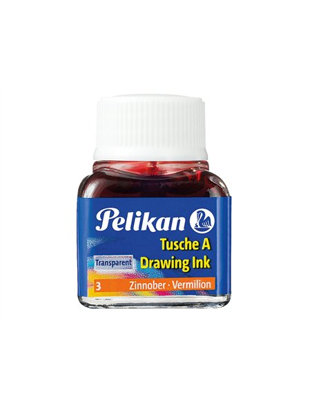 Encre de chine pelikan tire-lignes plumes dessinateur pinceaux couleur vermillon flacon 10ml.