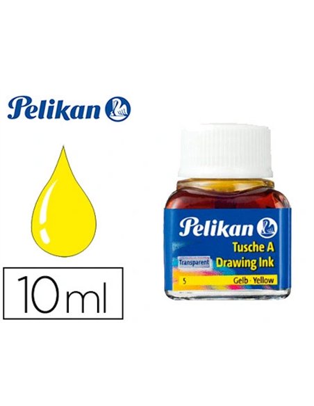 Encre de chine pelikan tire-lignes plumes dessinateur pinceaux couleur jaune flacon 10ml.