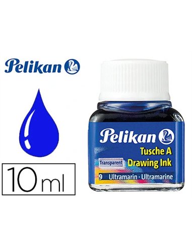 Encre de chine pelikan tire-lignes plumes dessinateur pinceaux couleur bleu outremer flacon 10ml.