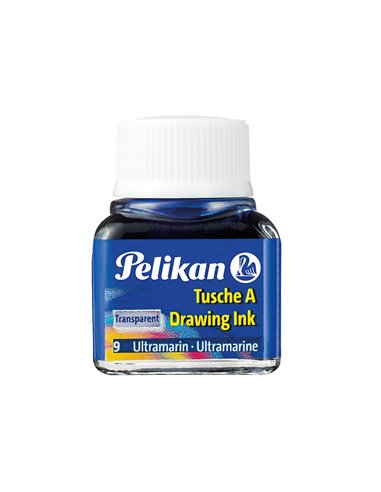 Encre de chine pelikan tire-lignes plumes dessinateur pinceaux couleur bleu outremer flacon 10ml.