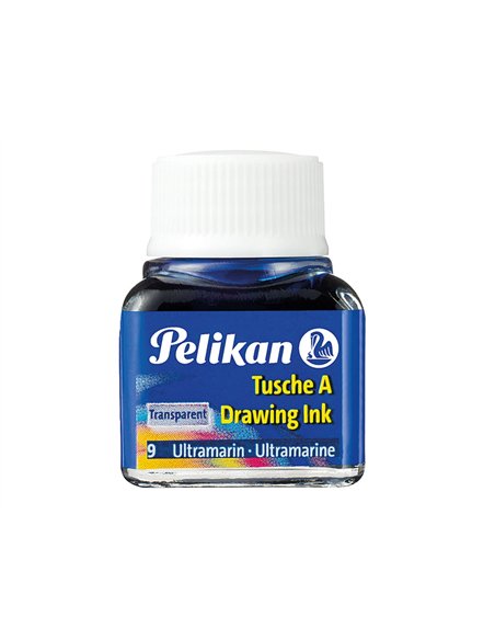 Encre de chine pelikan tire-lignes plumes dessinateur pinceaux couleur bleu outremer flacon 10ml.