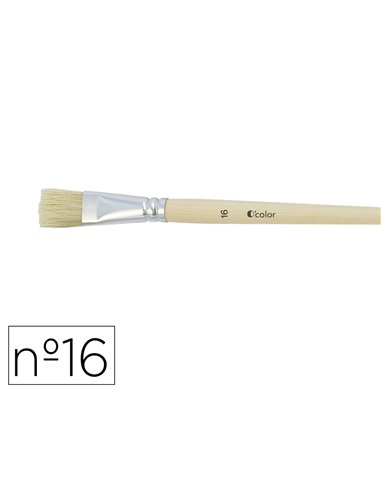 Brosse plate o'color poils soie porc nº16 virole aluminium manche bois naturel lot 10 unites.