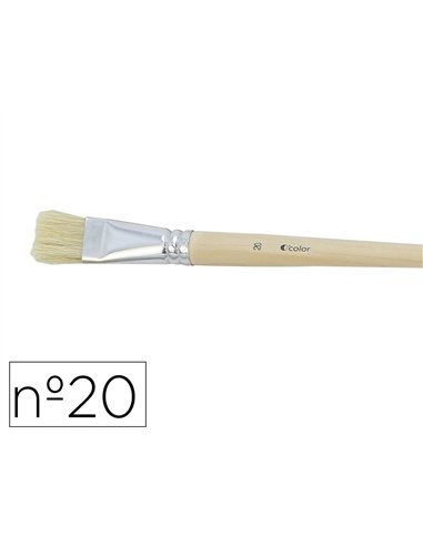 Brosse plate o'color poils soie porc nº20 virole aluminium manche bois naturel lot 10 unites.