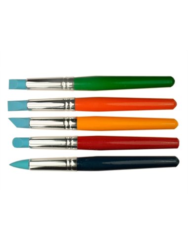 Pinceau sculpteur pinselfabrik maternelle manche couleur pointe silicone inusable formes assorties set 5 unités.
